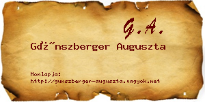 Günszberger Auguszta névjegykártya